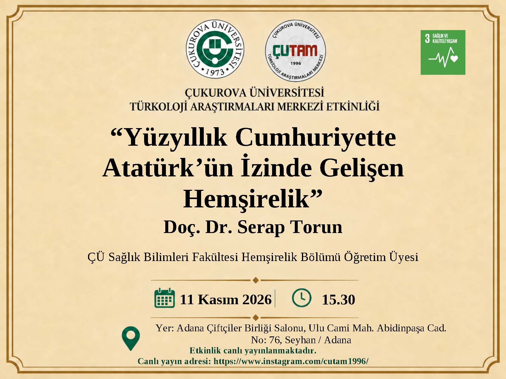 Yüzyıllık Cumhuriyette Atatürk'ün İzinde Gelişen Hemşirelik