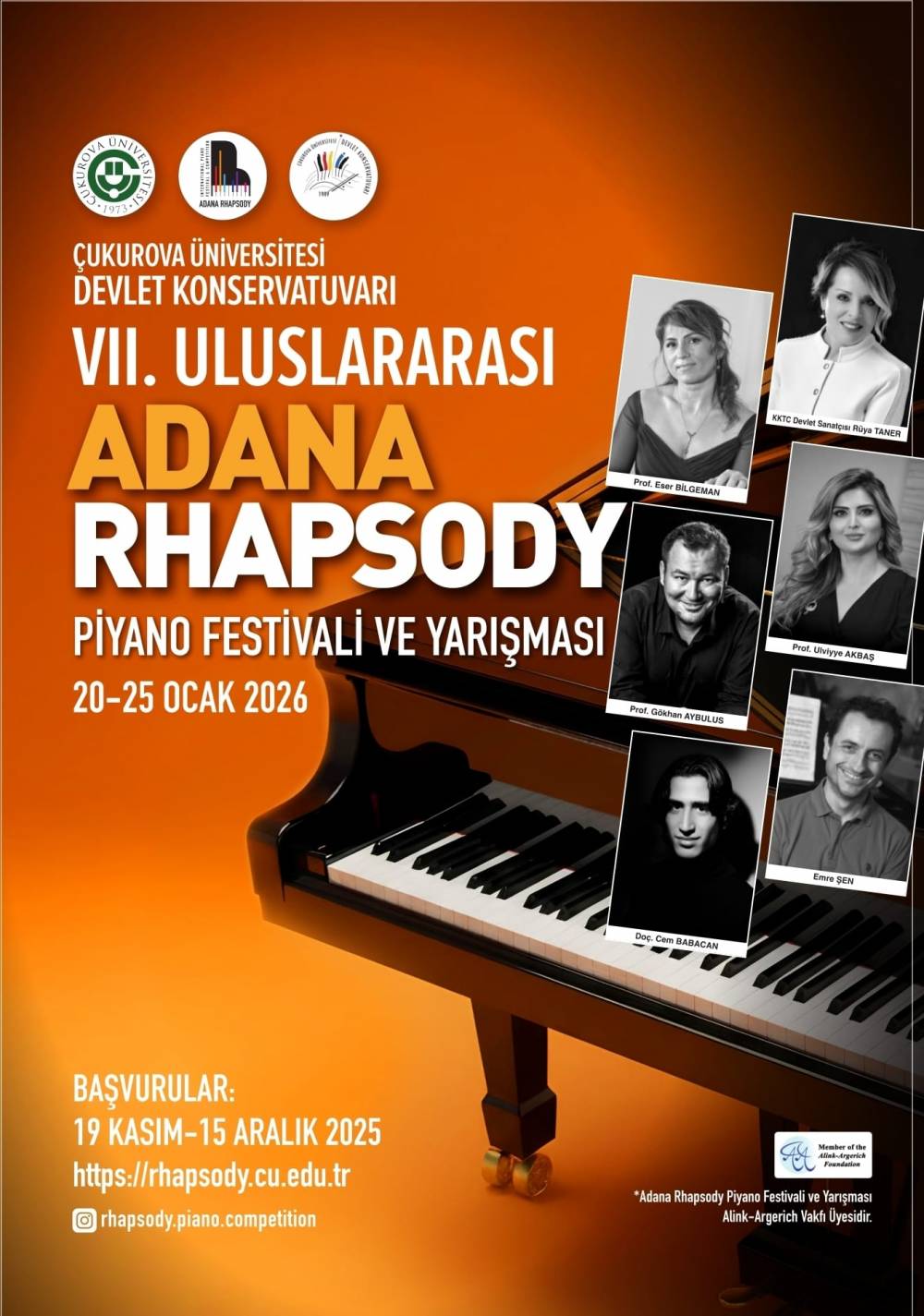  Çukurova Üniversitesi, VII. Uluslararası Adana Rhapsody Piyano Festivali ve Yarışmasına Ev Sahipliği Yapacak 