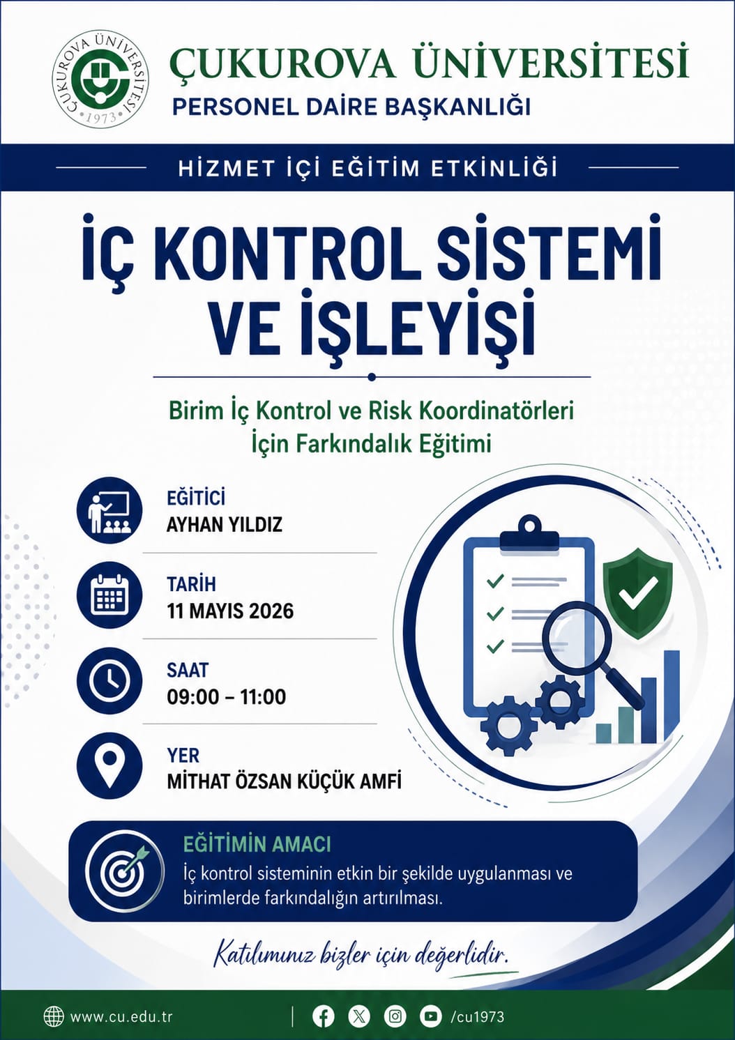 Personel Daire Başkanlığının Hizmet İçi Eğitim Afişi