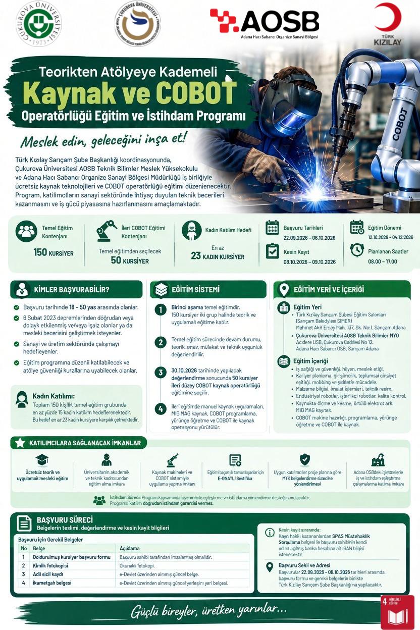 Teorikten Atölyeye Kademeli Kaynak ve COBOT Operatörlüğü Eğitim ve İstihdam Programı