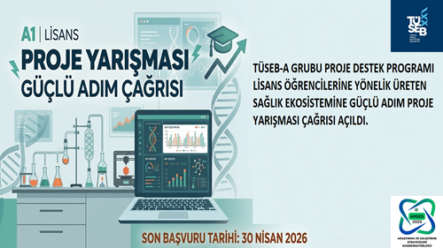 TÜSEB-A Grubu Proje Destek Programı Lisans Öğrencilerine Yönelik Üreten Sağlık Ekosistemine Güçlü Adım Proje Yarışması Açıldı.